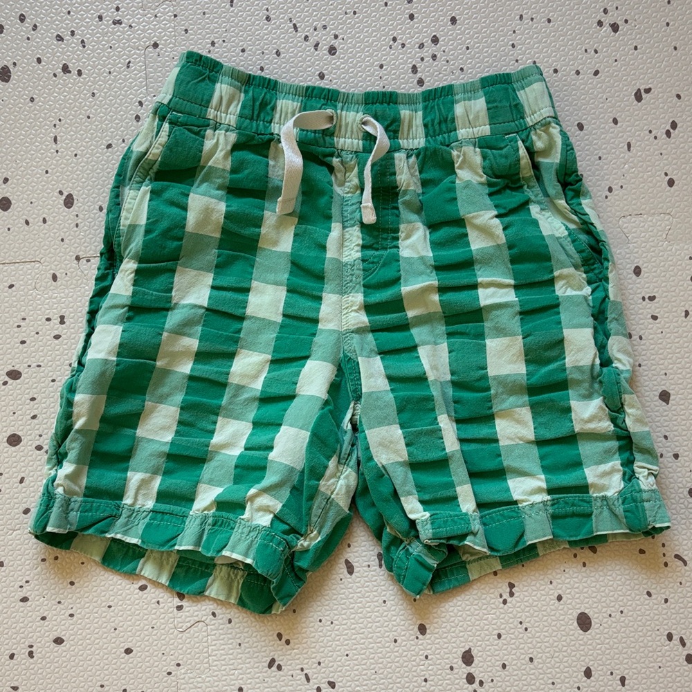 Hanna Andersson Green Checkered Kids Shorts Size 6-7